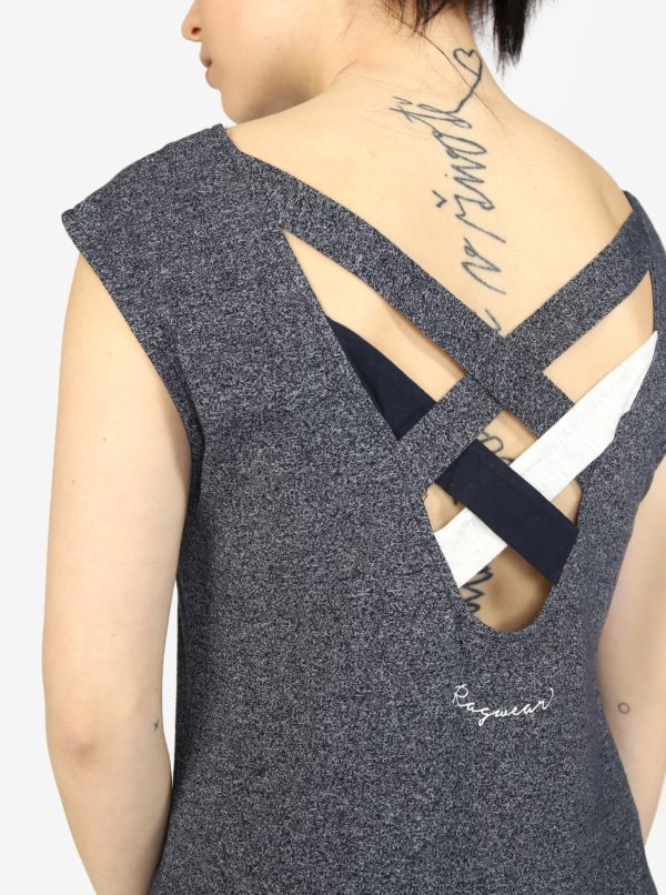 Tmavomodré melírované dámske tričko s pásikmi na chrbte Ragwear Sofia