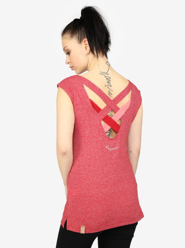 Červené melírované dámske tričko s páskami na chrbte Ragwear Sofia