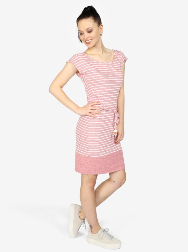Ružové pruhované melírované šaty Ragwear Soho Stripes