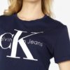 Tmavomodré dámske tričko s potlačou Calvin Klein Jeans Shrunken