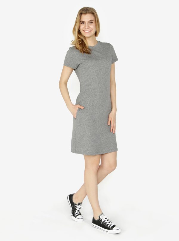 Sivé melírované šaty s krátkym rukávom Calvin Klein Jeans Disosa