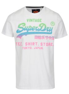 Biele pánske tričko s potlačou Superdry