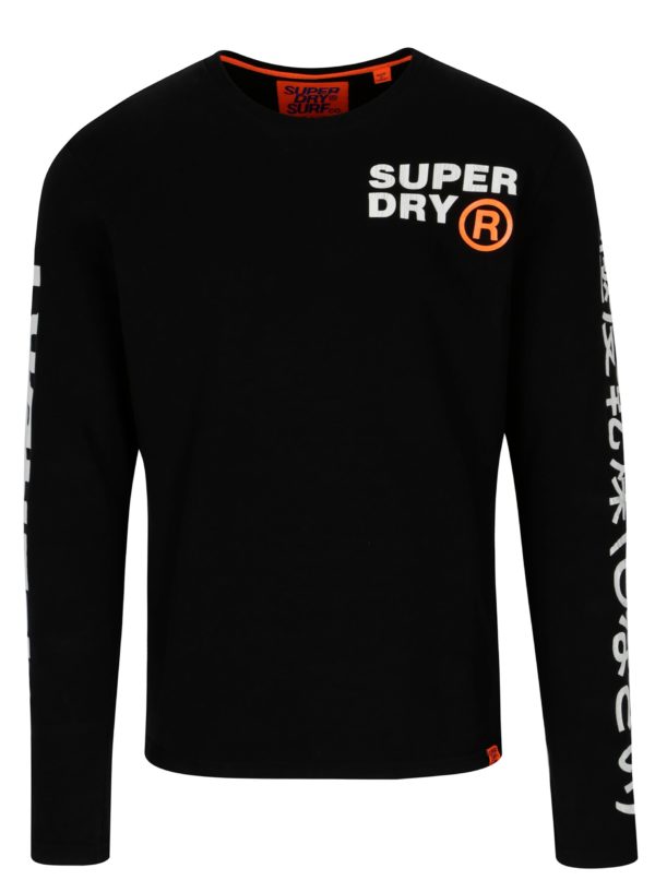 Čierne pánske tričko s dlhým rukávom Superdry