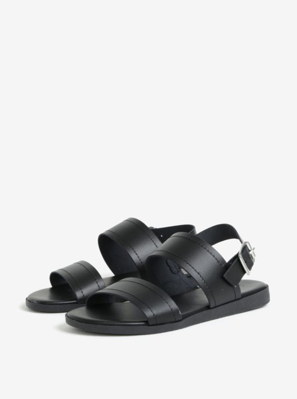 Čierne kožené sandále Pieces Penelope