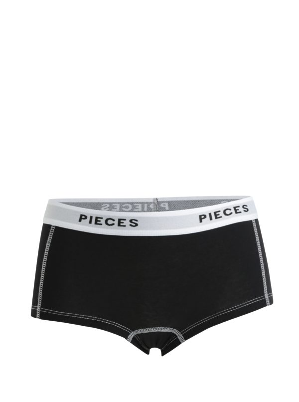 Súprava štyroch vzorovaných nohavičiek v čierno-bielej farbe Pieces Logo