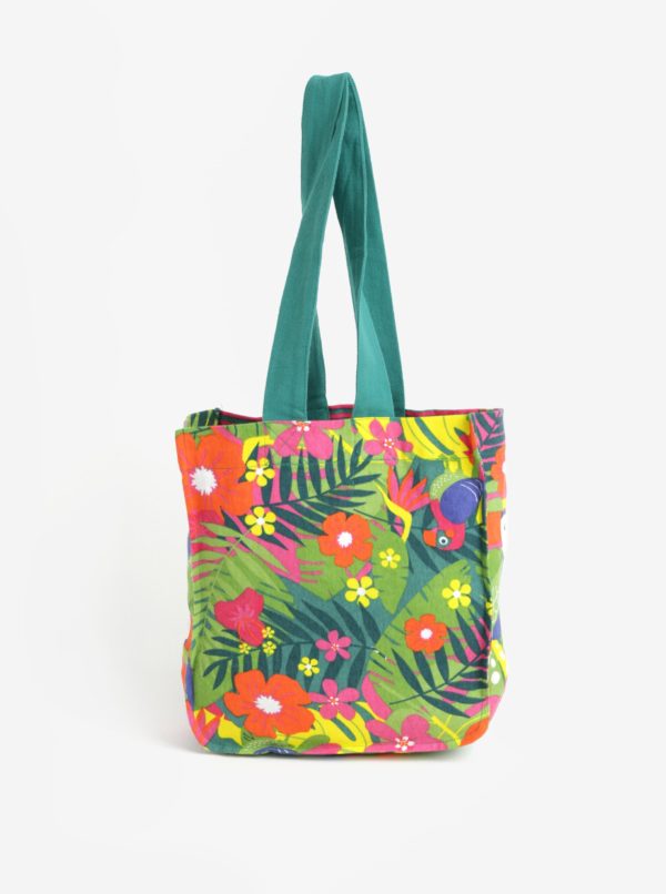 Ružovo-zelená plážová dievčenská pruhovaná taška s potlačou BÓBOLI