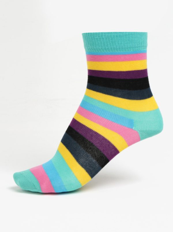 Ružovo-zelené detské pruhované ponožky Happy Socks Stripe