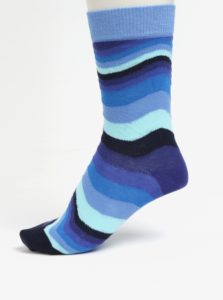 Modré pruhované unisex ponožky Happy Socks WavyStripe