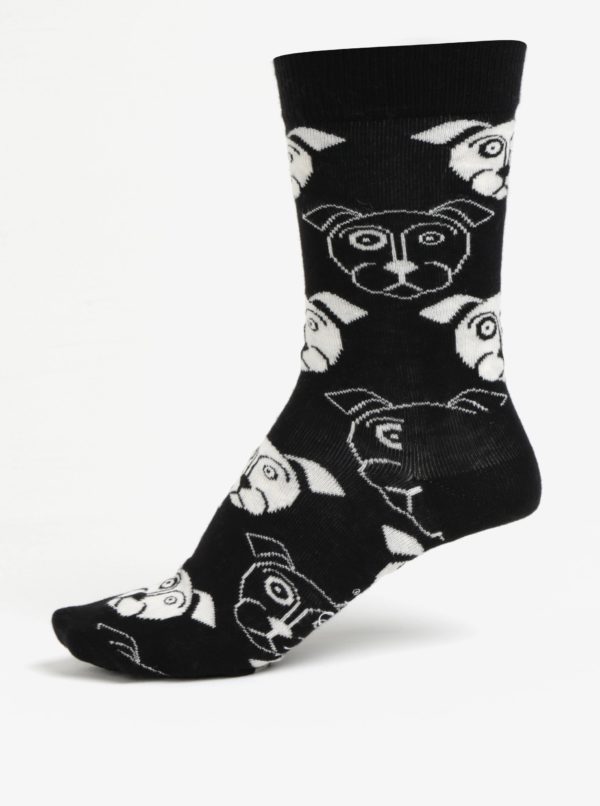 Čierne dámske ponožky s motívom psov Happy Socks Dog