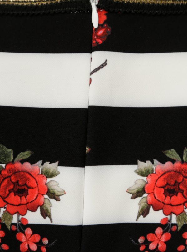 Krémové pruhované šaty s kvetovaným vzorom NISSA