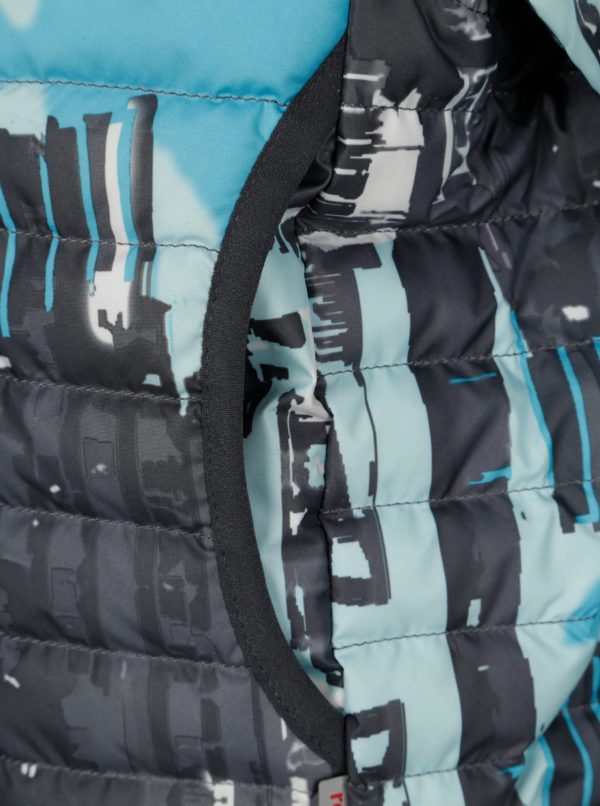 Modro–sivá chlapčenská prešívaná páperová bunda s odnímateľnými rukávmi Reima Fleet