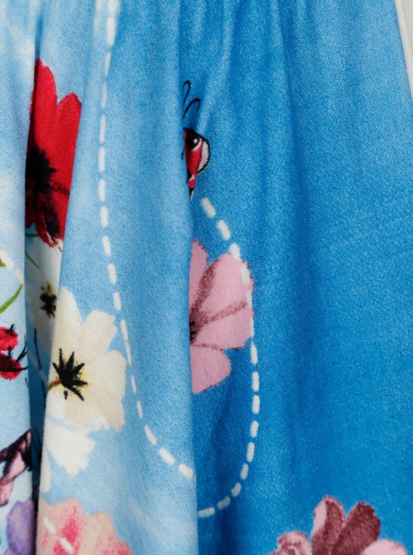 Krémovo-modrá dievčenská sukňa s potlačou BÓBOLI