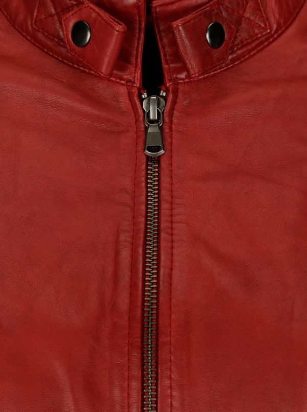 Červená dámska kožená bunda KARA Quime