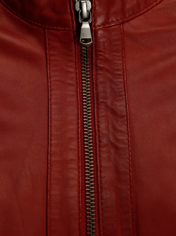 Červená dámska kožená bunda KARA Bawle