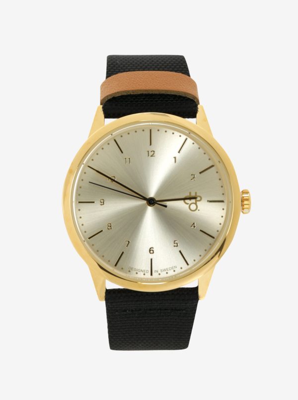 Unisex hodinky v zlatej farbe s remienkom z vegánskej kože CHPO Rawiya Classic Gold