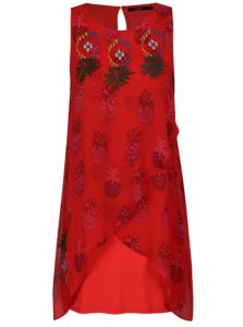 Červené vzorované šaty s výšivkou Desigual Katherina