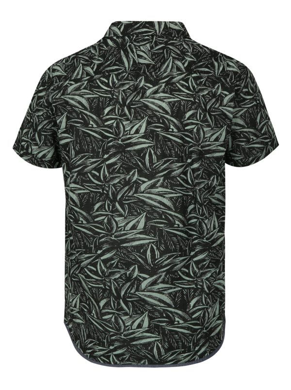Zeleno-čierna vzorovaná slim fit košeľa s krátkym rukávom Blend