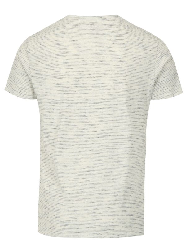 Krémové melírované slim fit tričko s náprsným vreckom Blend