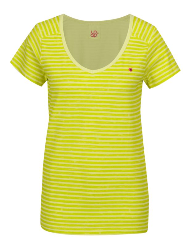 Svetlozelené dámske pruhované tričko LOAP Bernice