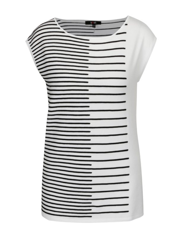 Čierno-biele svetrové vzorované tričko Yest