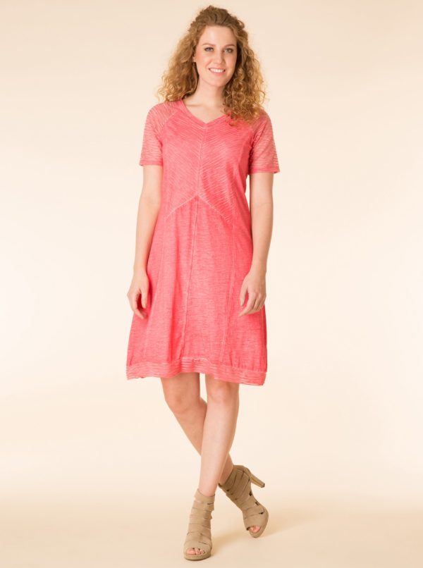 Ružové melírované šaty s krátkym rukávom Yest