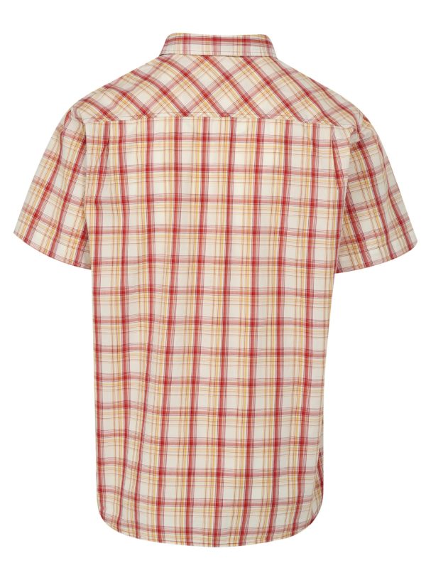 Krémovo-červená pánska károvaná košeľa BUSHMAN Inez