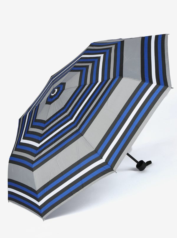 Modro-sivý skladací pruhovaný dáždnik s.Oliver