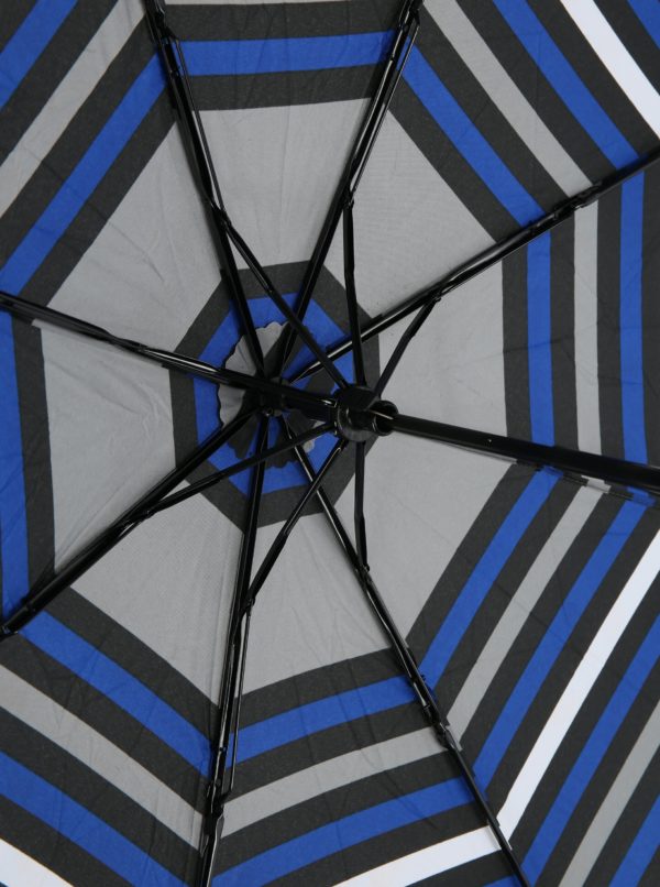 Modro-sivý skladací pruhovaný dáždnik s.Oliver