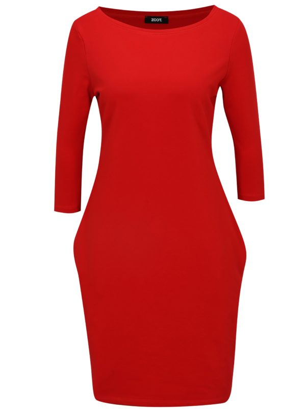 Červené šaty s 3/4 rukávom ZOOT