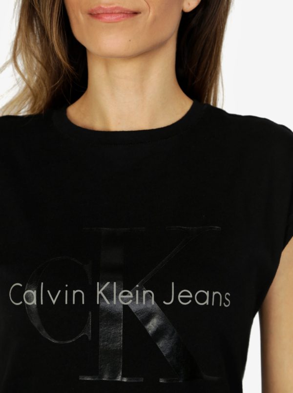 Čierne šaty s potlačou Calvin Klein Jeans