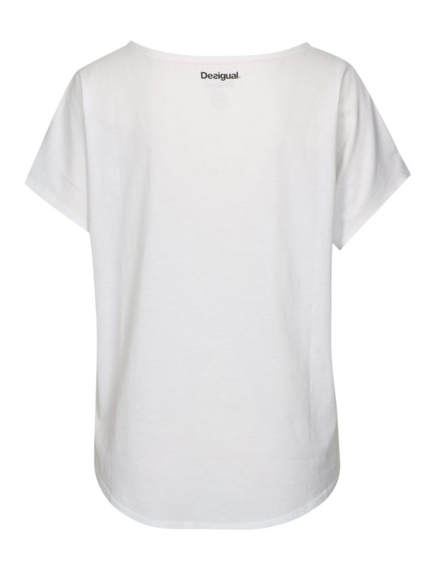 Biele tričko s kvetinovým vzorom Desigual Sport