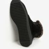 Čierne semišové členkové topánky s umelým kožúškom OJJU