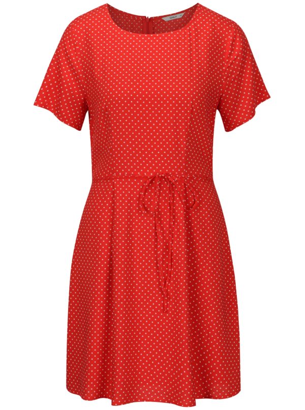 Červené bodkované šaty ONLY Laura