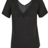 Čierne hodvábne tričko s ozdobnou čipkou VILA Silk