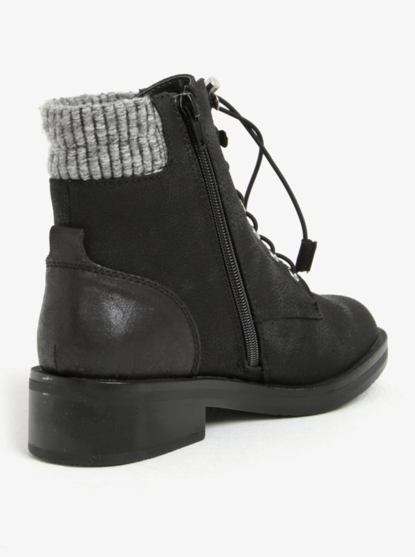 Čierne dámske členkové zimné topánky s umelou kožušinou ONLY Alexandra