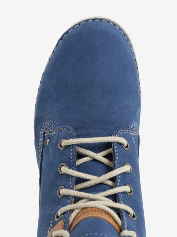 Modré dámske kožené členkové topánky Weinbrenner