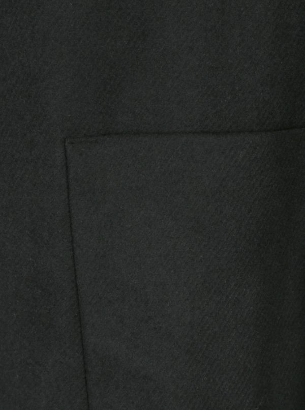 Čierny kabát s umelou kožušinou Miss Selfridge