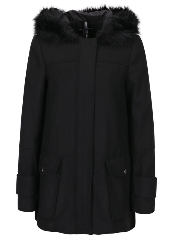 Čierny krátky kabát s kapucňou Dorothy Perkins