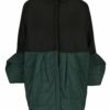 Čierno-zelený prešívaný vlnený kabát balónovými rukávmi Framboise Nola