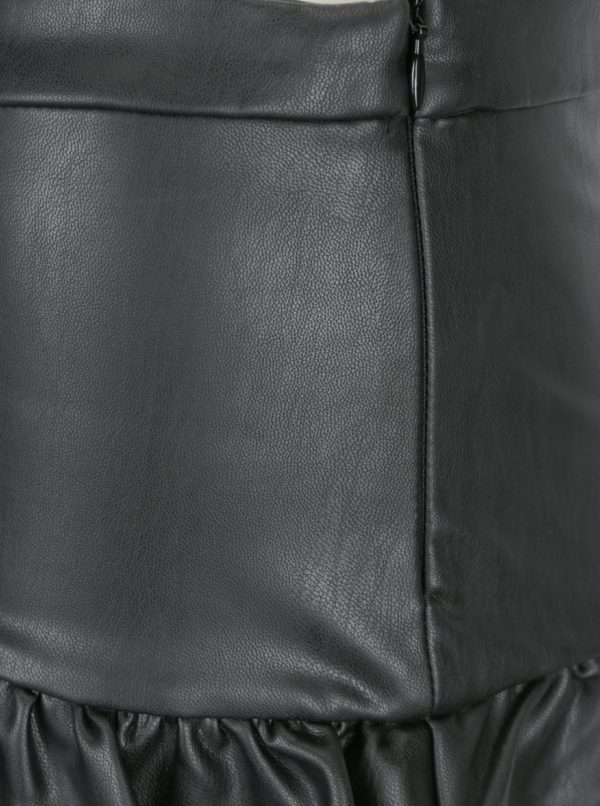 Čierna koženková sukňa s volánikmi Jacqueline de Yong Punk