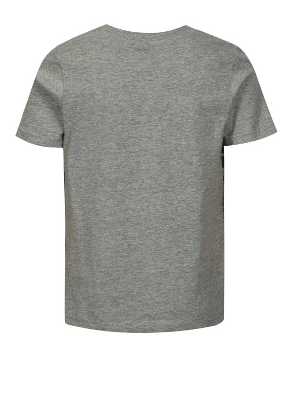 Sivé melírované chlapčenské tričko s potlačou LIMITED by name it Noam