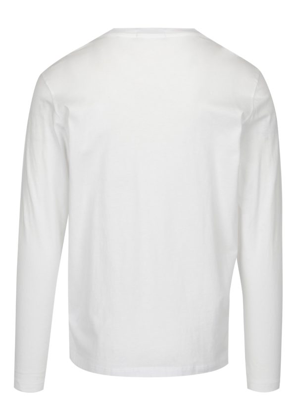 Biele pánske tričko s potlačou a dlhým rukávom Calvin Klein Jeans Treavik
