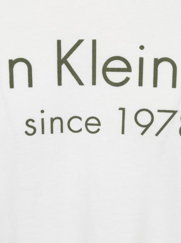 Biele pánske tričko s potlačou a dlhým rukávom Calvin Klein Jeans Treavik