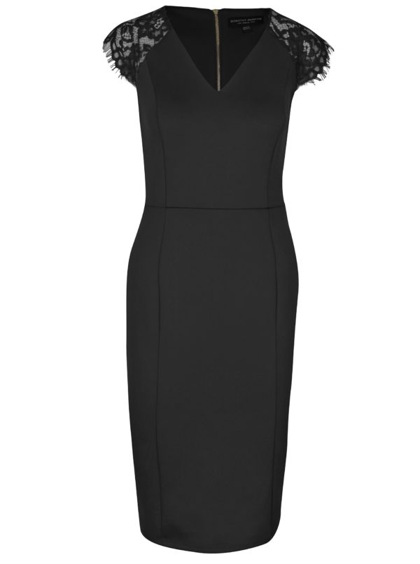Čierne puzdrové šaty s čipkou Dorothy Perkins
