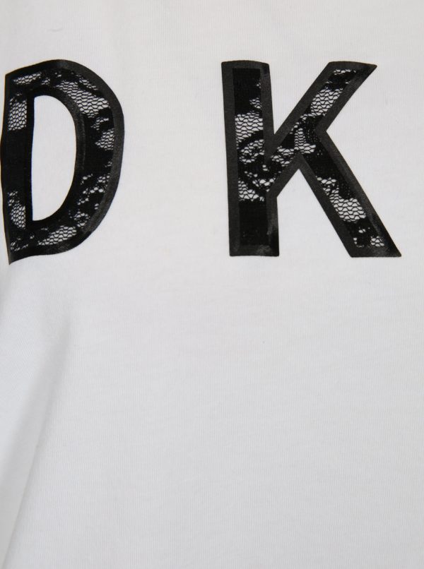 Bielo-čierne tričko s prekladanou zadnou časťou DKNY
