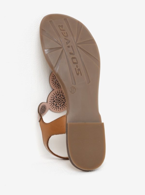 Staroružové kožené perforované sandále s.Oliver