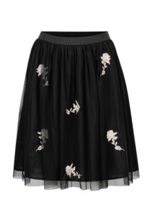 Čierna sukňa s kvetinovou výšivkou ONLY Lana