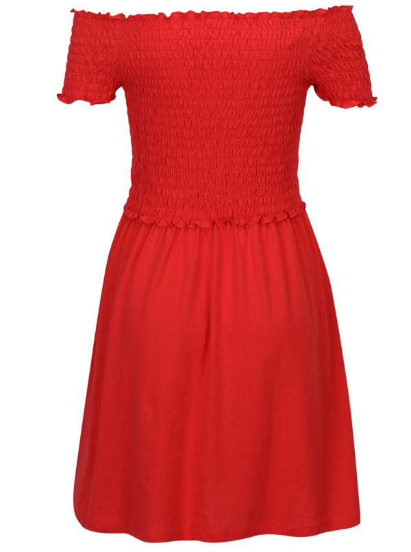 Červené šaty s odhalenými ramenami ONLY Naomi