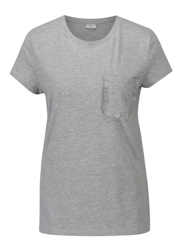 Sivé melírované tričko s vreckom Jacqueline de Yong Calm