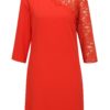 Červené šaty s 3/4 rukávom a čipkou Dorothy Perkins